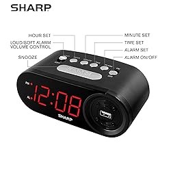 Sharp Digital Easy to Read Alarm Clock with 2 AMP
