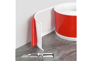 FOSLUOC Flexible Baseboard Molding Trim, 4 Inch x 20 Feet White Self-Adhesive Vinyl Wall Base Cove Base, Peel and Stick Rubber Wall Base Moulding Trim.