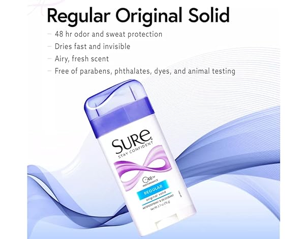 SURE WIDE SOLID DEODORANT, REGULAR SCENT FOR MEN AND WOMEN, 2.7 OZ