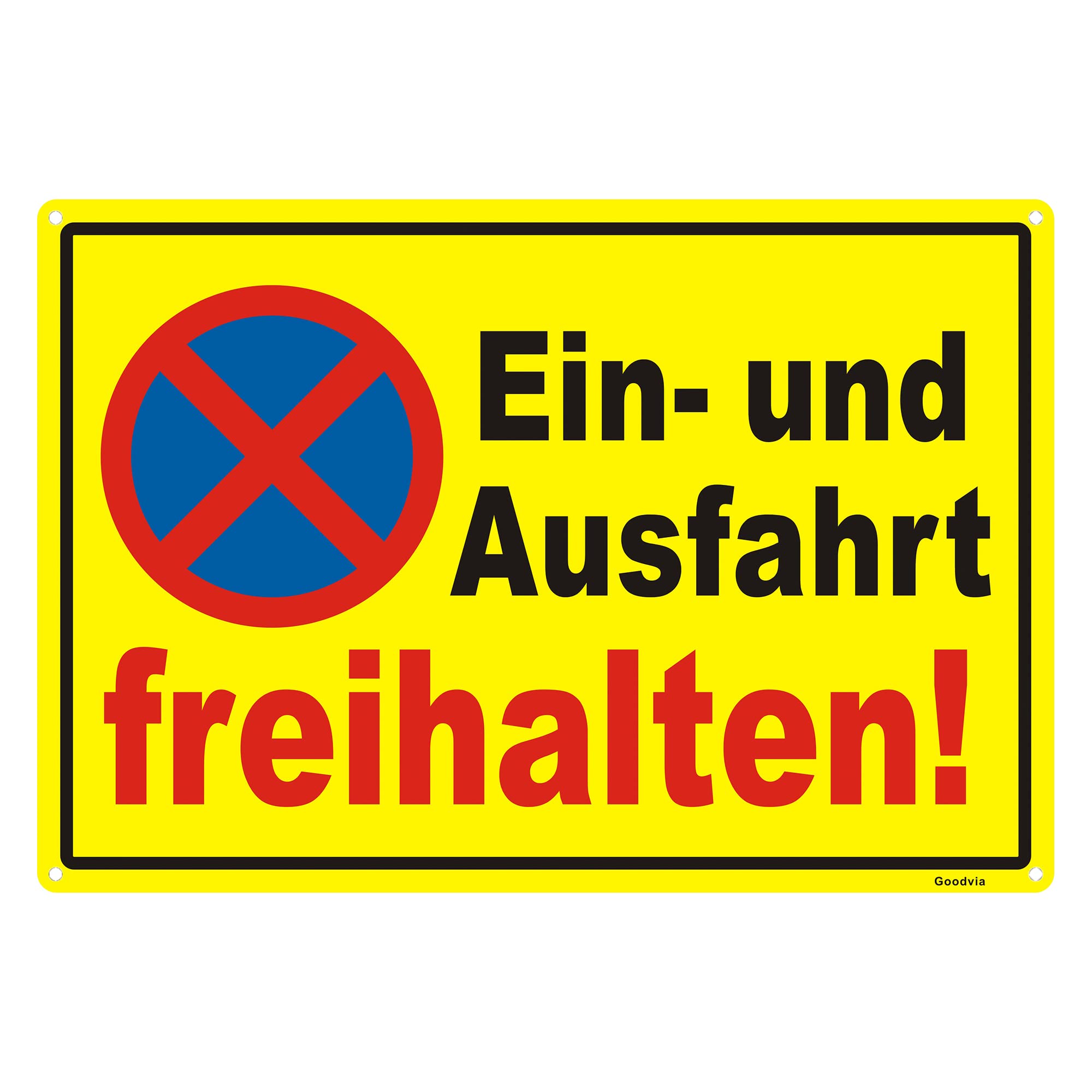 Goodvia Ein und Ausfahrt Freihalten, Metal Reflective, 44 x 30 cm Exit Freihalten, Large, Einfahrt Freihalten, Aluminium, Parking No Sign, Weatherproof, UV Protection — image 1