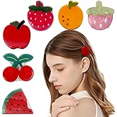 6PCS Mini Fruit Claw Clips - Cute Strawberry, Cherry, Apple, Watermelon & Orange Hair Clips, Small Fun Summer Hair Accessories