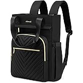 LOVEVOOK Laptop Backpack for Women, 15.6 Inch Work Business Laptop Bag, Wide Top Open Teacher Nurse Bag with USB Port, Waterproof Computer Backpack Purse for travel, Black