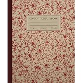 Composition Notebook College Ruled: Vintage Burgundy Flowers Botanical Illustration | Floral Aesthetic Journal for School, College &amp; Work