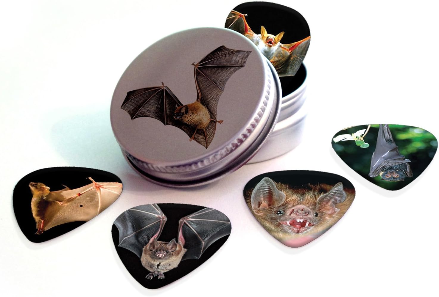 Bats 5 X Guitar Picks in Tin