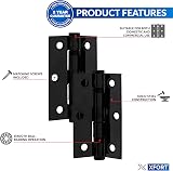 XFORT 3 Inch Matt Black Ball Bearing Hinges 40kg Steel Door Hinge 1.5 Pairs view 3