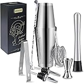 Boston Cocktail Shaker Set|8pcs Cocktail Making Set Stainless Steel Shakers|Bartender Kit Bar Tool Set with Strainer, Pourers