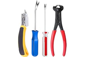 FIFATOPO Upholstery Staple Remover Tack Puller Nail Remover Tool Set Nail Puller Plier, Staple Puller, Tack Lifter, Fastener Remover, for Furniture Floor Wall Wooden Case Car Photo Frame (4 pcs)