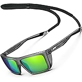 ATTCL Sports Polarized Sunglasses for Men: Secure Anti-Slip Lightweight TR90 Square Frame UV Protection for Driving Fishing