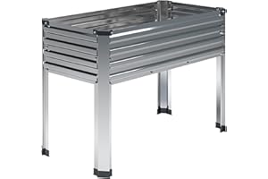 DIIYIV Galvanized Raised Garden Bed Outdoor with Legs,48×18×30in Metal Elevated Raised Planter Box for Backyard, Patio, Balcony, 300lb Capacity,Silver