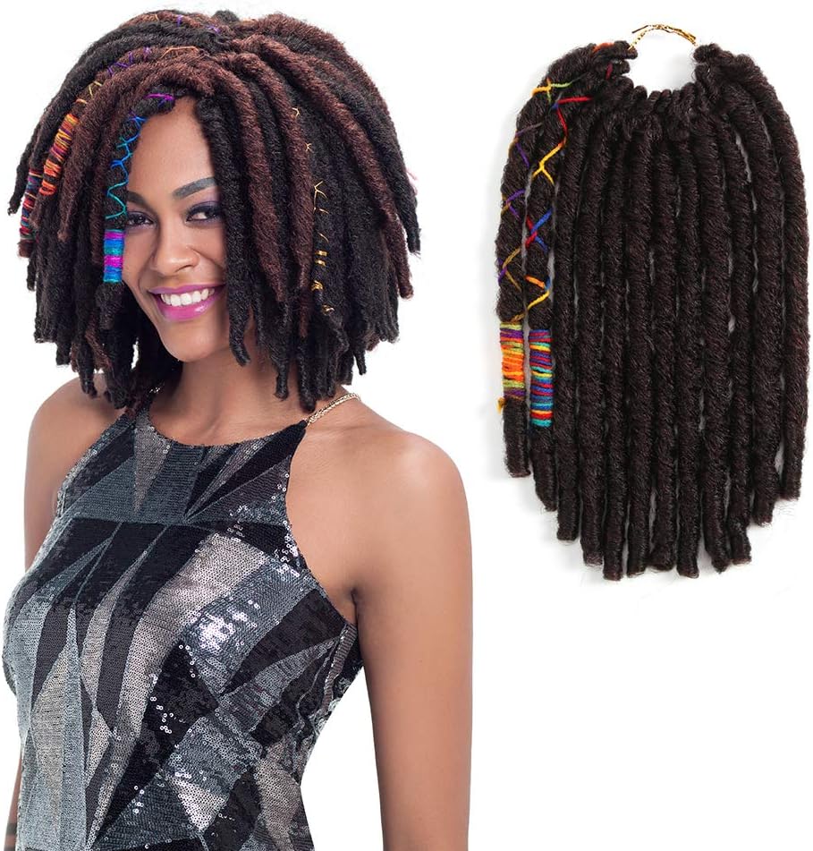 FASHION IDOL 12 Inch Goddess Locs Crochet Hair Pre-looped Faux Locs Crochet Dark Wine Straight Twist Dreadlocks Kanekalon Crochet Braids Hair Extensions For Black Women 6 Packs (99J)