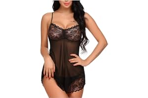 BORNIU Lingerie for Women Plus Size Lace Babydoll Sexy Chemise Nightwear Sluttly V Neck Mesh Sleepwear for Sex Naughty Play