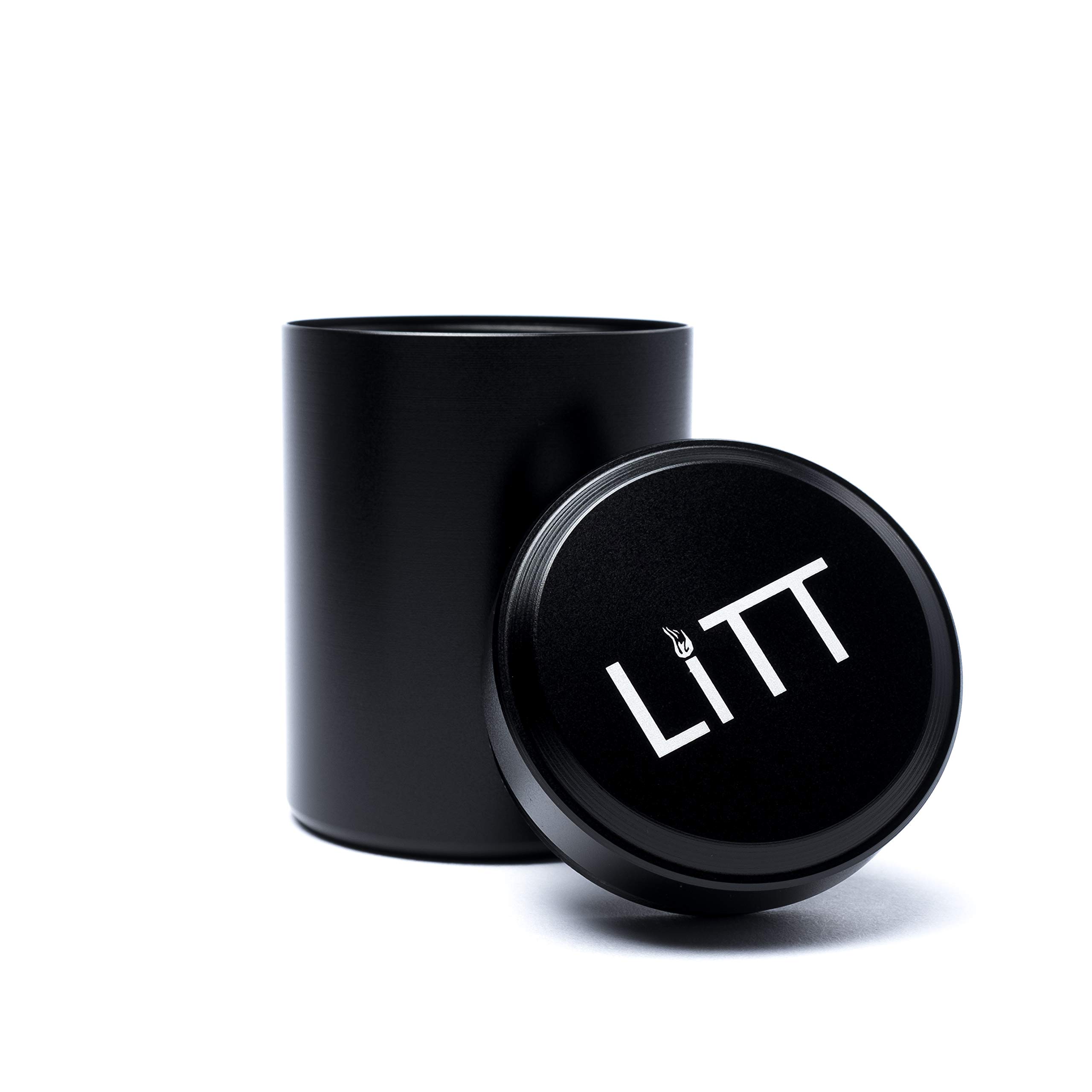 LITT Stash Jar for Herb Storage Box - Lightweight Aluminum Container with Air Tight Screw Cap - Safe, Shatterproof and Easily Carry Herb Container - 6.5cm, Black