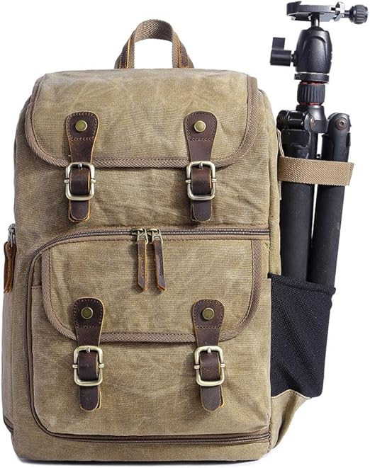 DSLR Camera Canvas Backpack Large Capacity Front Open Amazon.co.uk