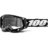 100% Racecraft 2 Goggles - Mountain Bike & Motocross Goggles - Eyewear for Motocross & Mountain Biking - Black, Clear Lens