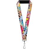 Buckle-Down Nickelodeon Lanyard, Nick 90s Rewind Characters and Logo Collage, Elastic