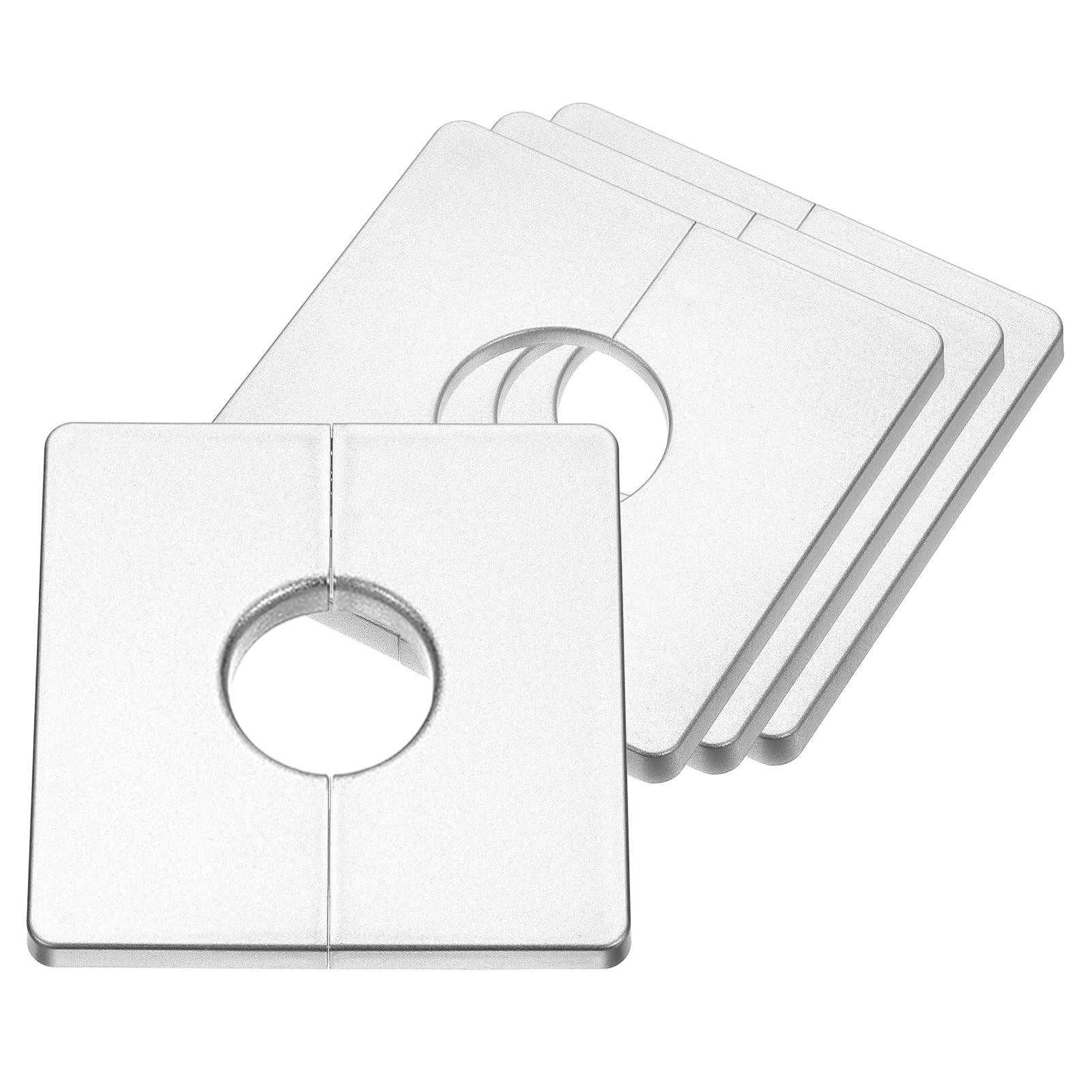 Photo 1 of uxcell 4Pcs ABS Plastics Square Shaped Escutcheon Plate, Wall Split Flange, 33mm Diameter Wall-mounted Pipe Mouth Decorative Cover, Silver