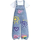 WDIRARA Toddler Girl's Cute Cartoon Graphic Denim Overalls Bib Pants Jumpsuit