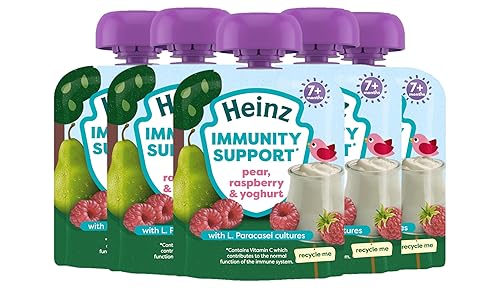 Heinz Baby Food Pear, Raspberry & Yoghurt Immunity Support Pouch 6x85g