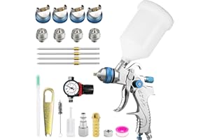 BENTOHKLE Hvlp Spray Gun Kit with 1.4/1.7/2.0/2.5mm Nozzles, Car Paint Spray Gun, Wall Repair Furniture Refinishing Painting Gun, Gravity Feed Paint Sprayer with Plastic Cup Professional Spray Gun (Blue)