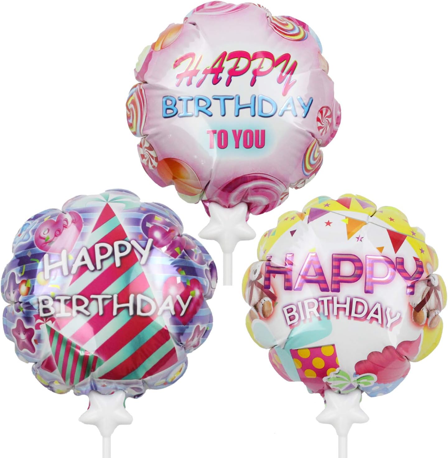 Self Inflating Happy Birthday Balloons. Simply Press to Inflate. Bright Festive