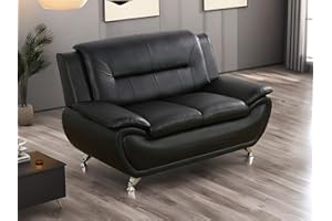 Dekmxas Leather Couches for Living Room, Living Room Couch Set, Sofa for Bedroom, Apartment, Living Room Furniture Sets (b-Leather Black, Loveseat)
