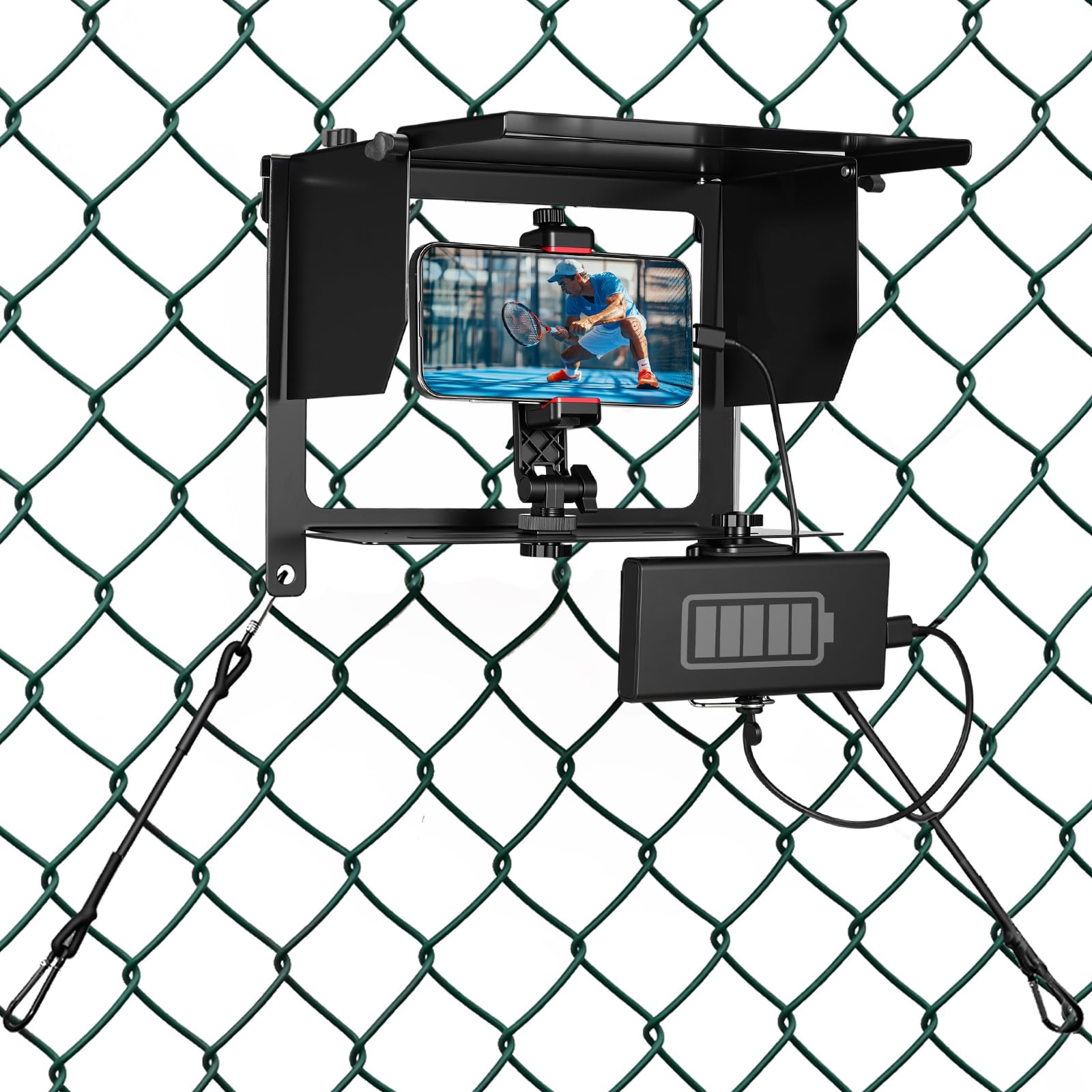 Photo 1 of Otoolling Phone Fence Mount with Adjustable Shade, Fence Mount with Power Bank Clip for Phone and Action Camera, Multi-Point Adjustable for Recording Baseball Football Softball Tennis