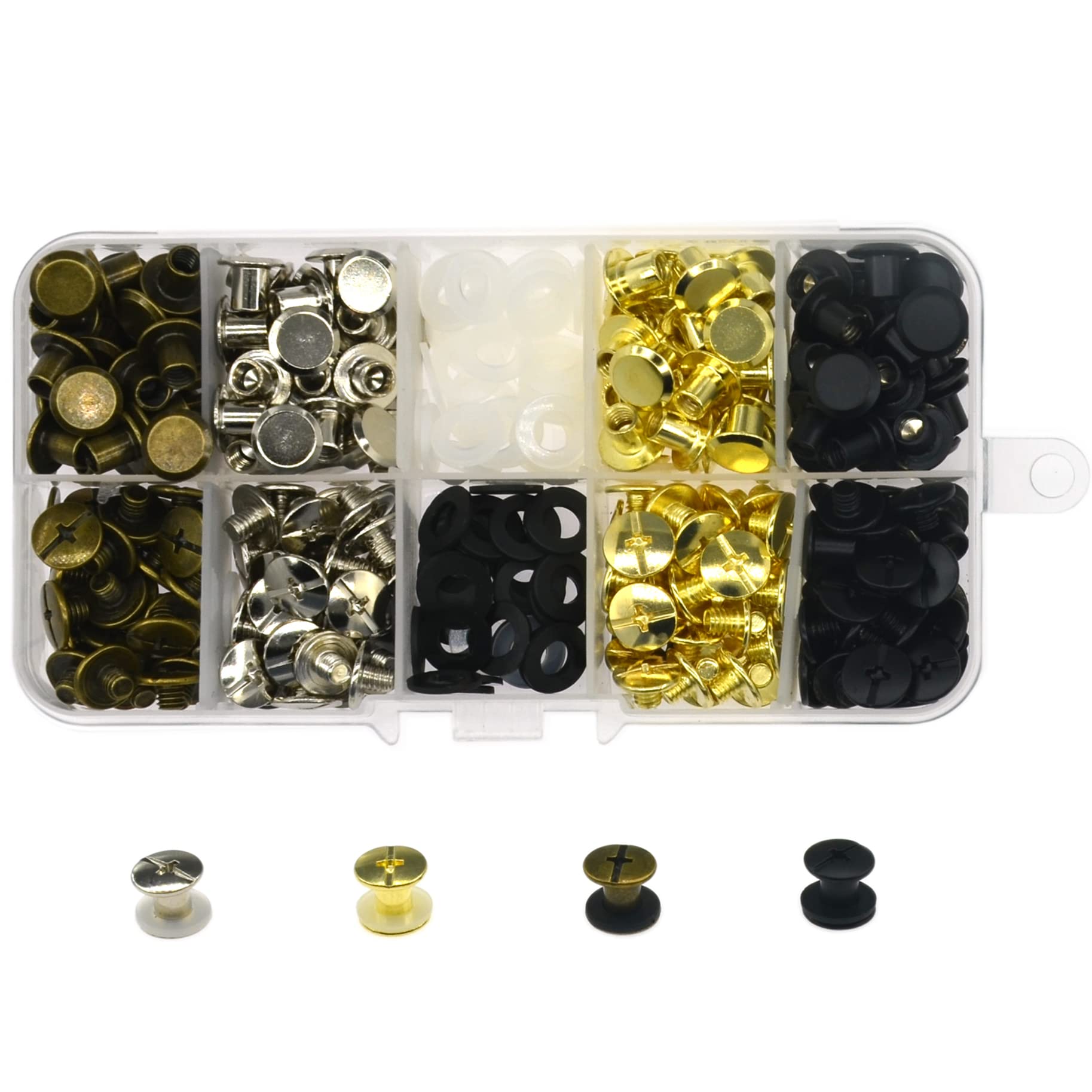 120 Set Chicago Screw Posts, Rivet Chicago Binding Screws, Metal Rivet Replacement Repair for Bags, Craft, Collar, Harness, Luggage, Purse, Dog Lead, Backpack, Belt (Color mixing)