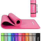 MSPORTS Yoga Mat Premium Non Slip Thick – Extra Comfortable Exercise Mat for Home Workouts, Pilates, Stretching & Gym – Cushioned NBR Foam, Gym Mat with Strap, for Women & Men