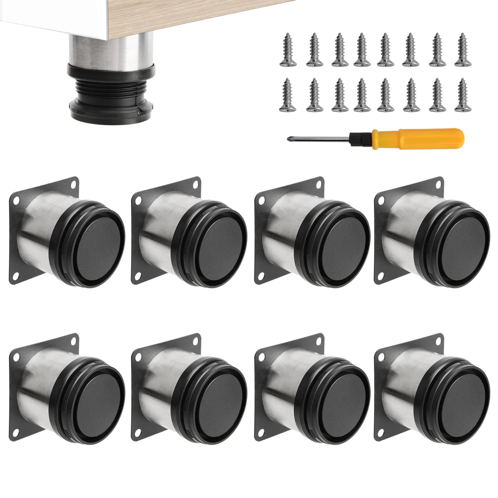ANMOO 8Pcs Furniture Legs, 1.97"/5cm Adjustable Furniture Support Feet, Adjustable Height Replacement Feet for Sofa, Coffee Table, Chair, Desk, Cupboard & Cabinets