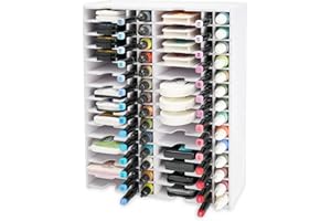 Krafetto Ink Pad Combo Storage Rack, 28 Grids for Stamp Pad, 28 Grids for Markers, 28 Grids for Ink Refill, Stamp Pad Organizer Holder for Desktop, Wall-Mounted Markers Ink Refill Organizer