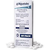 Aquatabs 49mg Water Purification Tablets (50 Pack). Water Filtration System for Hiking, Backpacking, Camping, Emergencies, Survival, and Home-Use. Easy to Use Water Treatment and Disinfection.