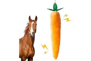 OOXYG Horse Toy Plush Squeaky Carrot, Large Carrot Shaped Horse Squeaky Toy, Interactive Calming Plush Carrot Ball for Horses Dogs, Hanging Stall Play Enrichment Relieve Stress Noise Maker