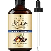 Handcraft Blends Batana and Rosemary Hair Oil - 2 Fl Oz | 100% Pure &amp; Natural Oils, Scalp Care with Biotin, Strengthening for Fine Hair, Dry Scalp, Split Ends, Repair &amp; Nourishing