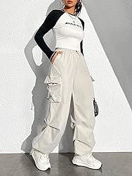 SweatyRocks Women's Drawstring Elastic Waist Loose