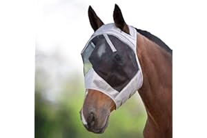 Harrison Howard CareMaster Horse Fly Mask Standard Silver/Black Retro Small Pony