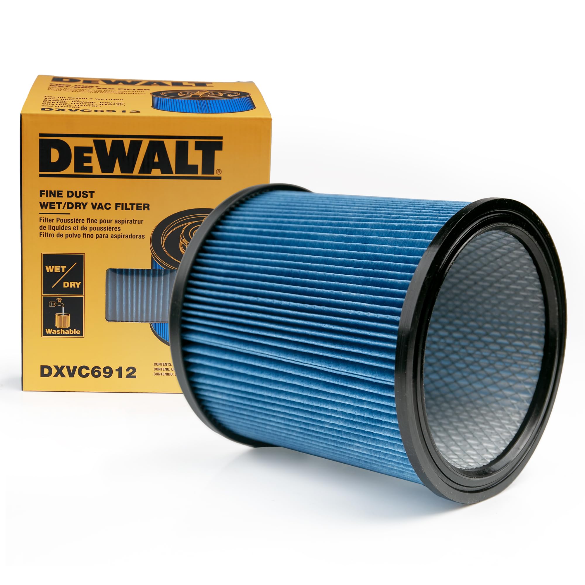DeWalt DXVC6912 High Efficiency Cartridge Filter, Fit For 6-16 Gallon Shop Vacuum, Compatible With DeWalt DXV06P DXV09P DXV09PA DXV10P DXV10PL DXV10S DXV10SA DXV10SB DXV12P DXV14P DXV16P