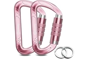 AMZONLY Locking Carabiner Heavy Duty Clips, 12KN /2697lbs Lightweight (1.0oz), Carabiner Heavy Clip for Camping, Hiking, Hammocks, Dog Leash, D Shaped Small Caribiniers for Keychains