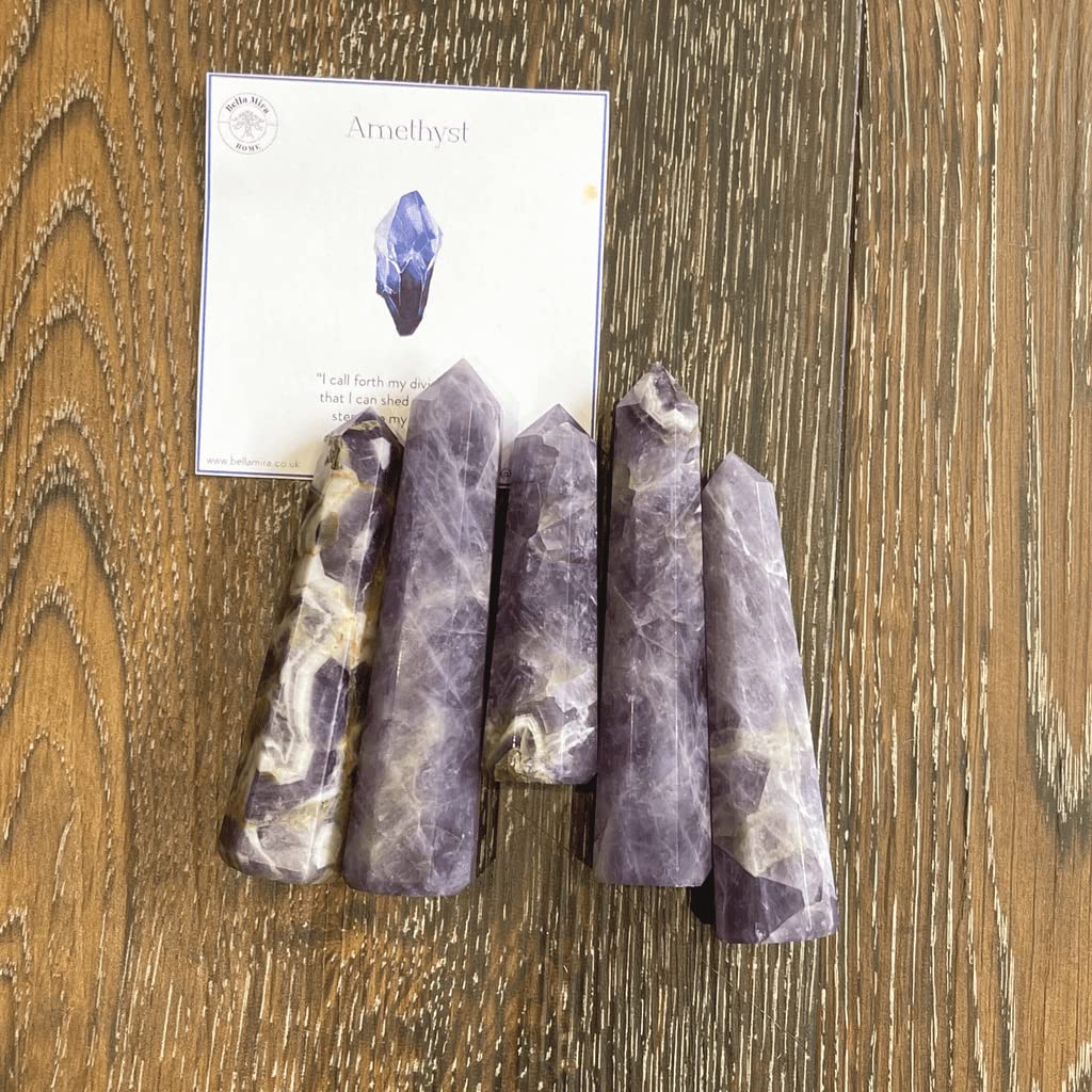 BellaMira Dream Amethyst Obelisk, Crystal Tower for Soothing Third Eye Relaxation, Perfect for Your Bedside and to Help Remember Your Dreams