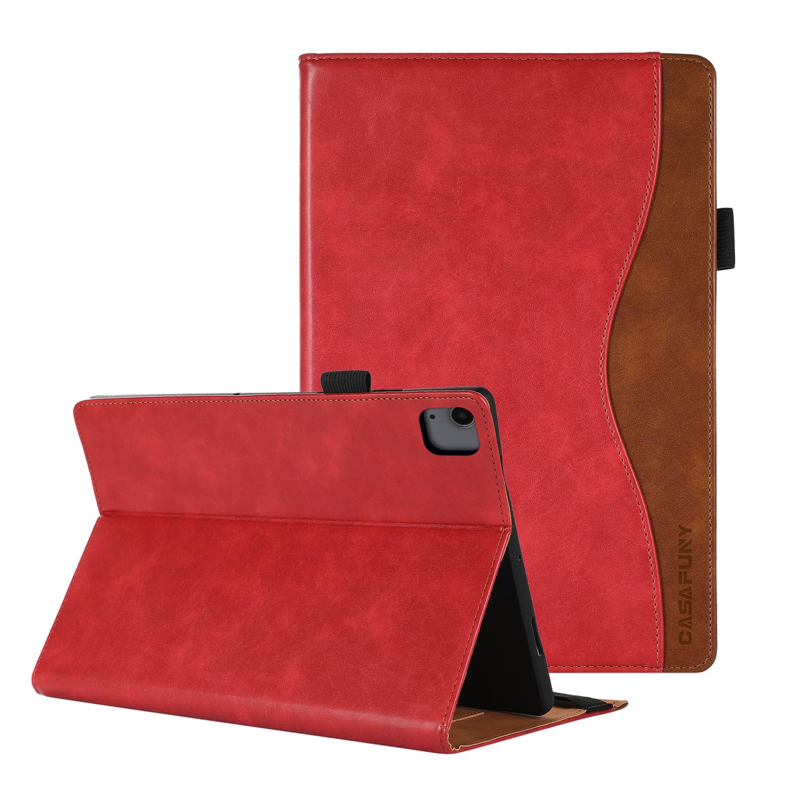 CASAFUNY Case for iPad Air 5th Generation 2022/iPad Air 4th Generation 2020 10.9 Inch Tablet Cover, Shockproof Protective Case with Card Slots Stand Cover for iPad Air 10.9" 5th/4th Generation, Red