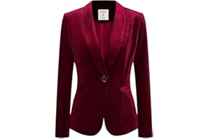 Allegra K Women's Halloween Christmas Office Coat Solid Shawl Collar 1 Button Velvet Blazer