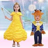 Vicloon Princess Costume Dress 9 Pcs Girls Yellow with Crown Wand Accessories view 6