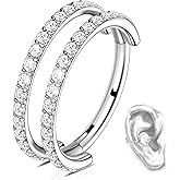 G23 Titanium Conch Piercing Jewelry Hoop: 16G 8mm/10mm/12mm Diamond Cartilage Earring Helix Double Piercing Hoop Septum Rings Hypoallergenic Nose Rings Hinged Segment Clicker Lip Rings Rook Daith Tragus Earrings