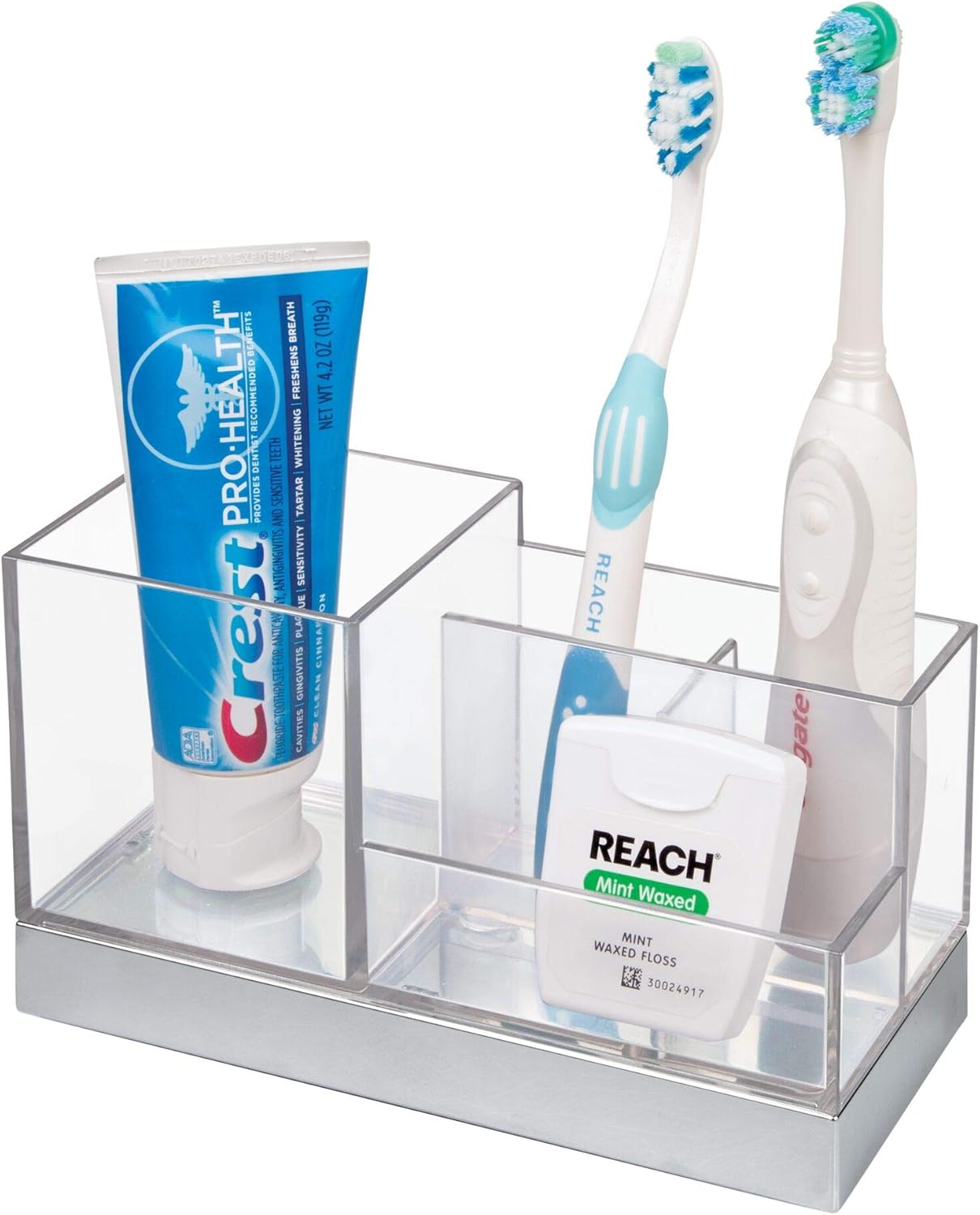 iDesign Clarity Square Vanity Center, Storage Container for Cosmetics, Dental Supplies, Hair Care