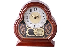 Mantel Clocks for Living Room Quiet Mantlepiece Clock Vintage Walnut Wooden Table Clock Battery Powered Mantel with Pendulum 