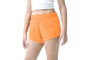 Aurefin Girls Lightweight Athletic Shorts, Quick Dry Running Shorts with Zip Pocket, Workout Sports Short for Teen Kids