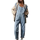 Nomwioke Women's Casual Denim Jean Overalls Loose Baggy Jumpsuit Romper Harem Pants