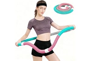 HYCRON Hula Hoops for Adults Weighted Soft Spring Hula Hoop for Adults,Weighted Hula Hoops - 3.3lb Foldable Fitness Hoop Spring Weighted Design Burns Fat, Shapes Waist, (Pink