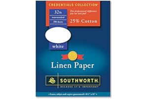 Southworth 25% Cotton Linen Business Paper, 8.5 x 11 Inches, 32 lb, White, 250 Sheets per Box (J558C)