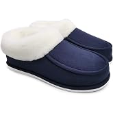 ofoot Womens Winter Warm Faux Suede Plush Moccasins Slippers Indoor Slip On Shoes with Soft Comfortable Fluffy Fur Lining