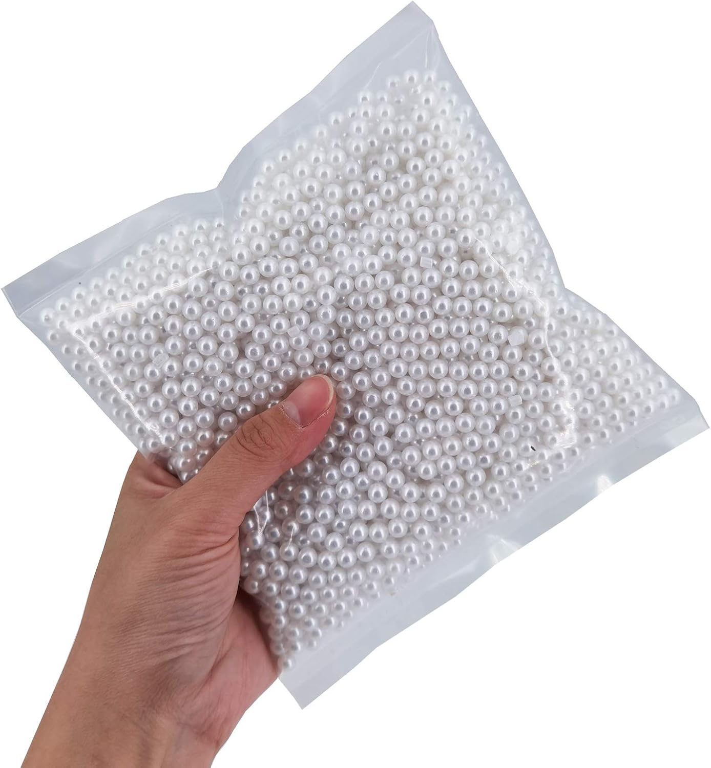 Vase Fillers - INSPIRELLE 2600pcs White Undrilled ABS Art Faux Pearls for Vase Fillers, 6mm No Hole Makeup Beads to Hold Brush Eyeline, Imitation Round Pearl Beads for Table Scatter Home Wedding Decoration